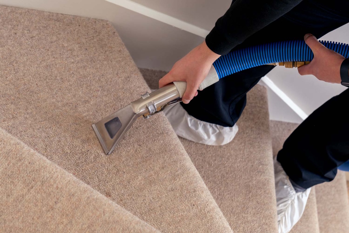 stairs being cleaned by Servicemaster South West London